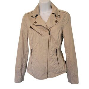 Boden 6 Tan Cotton Moto Jacket Zipper Sleeves Biker WE435 Bomber
